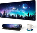 AIMSA Extended Gaming Mouse Pad, XL Large Keyboard Mouse Mat Desk Pad with Stitched Edges, Durable Non-Slip Base Mousepad for Home Office Work, 35x15.7inch, Forest Moon Sky