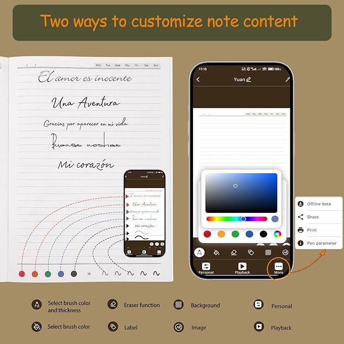 Yuan Sync Smart Pen and Digital Notebook Set (3-Pack A4) for Note Taking, Enables Offline Storage, Note Sharing, Sync Handwriting to Phone/Ipad, Gift for Adults Students Teachers Coworkers (Men/Women)