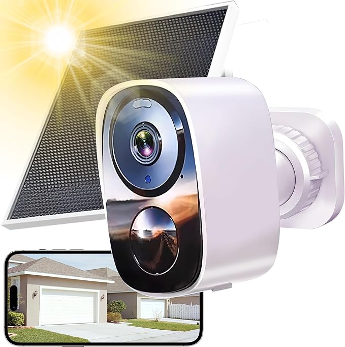 HITELLARCAM 2026 Upgraded 2K Security Cameras Wireless Outdoor with Solar Panels, Free Cloud Storage, AI Motion Detection Spotlight Siren Alarm Outdoor Camera Wireless, 2-Way Talk, IP66 Waterproof