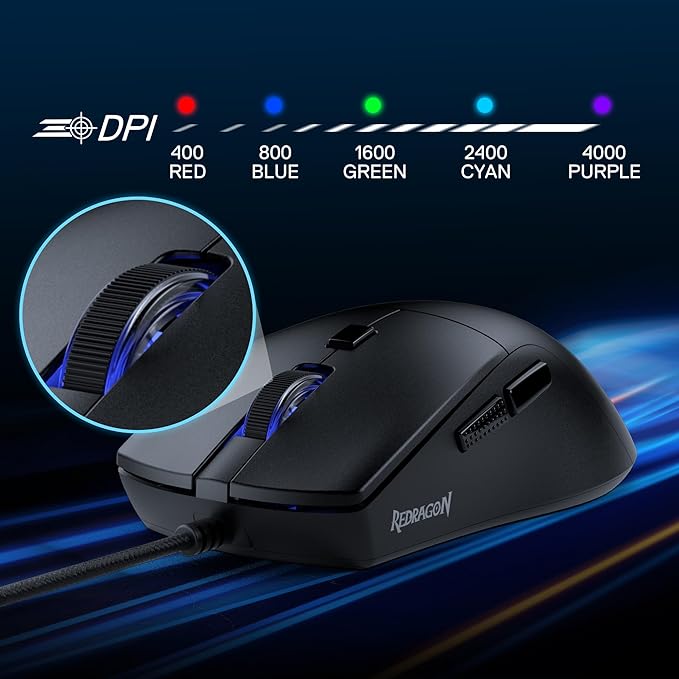 Redragon M618 Wired Gaming Mouse, 10000 DPI Optical Ergonomic Mouse with 6 Programmable Buttons, 84G Ultra Lightweight, Software Supports DIY Keybinds, Black