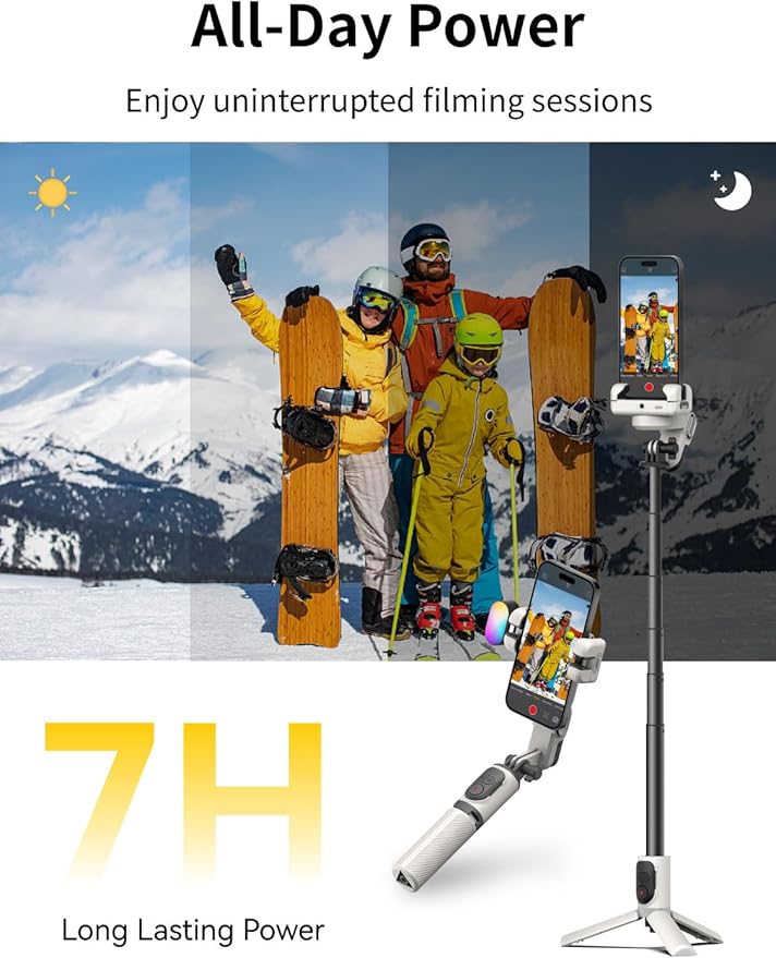 AOCHUAN Gimbal Stabilizer for iPhone, Sefie Stick Tripod with Auto Face Tracking for TIK Tok YouTube Video Recording, 4 in 1 Gimbal Stabilizer with 360° Rotation for iPhone/Andriod -M1 Pro White