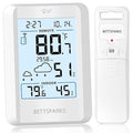 Indoor Outdoor Thermometer Wireless Weather Station with 330FT Range Remove Sensor Inside Outside Digital Hygrometer Thermometer Battery Powered Temperature Gauge Humidity Monitor with Clock&Backlight