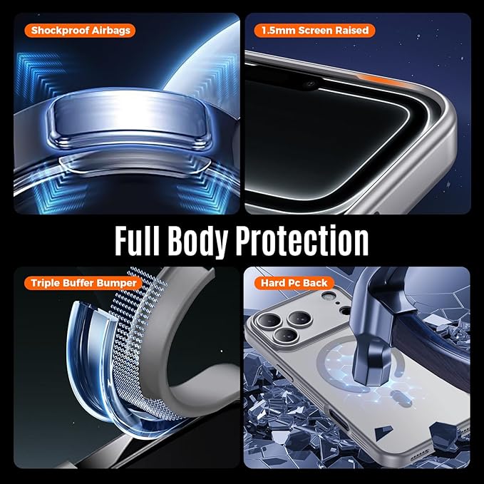 Symcele Designed for iPhone 17 Pro Case, Compatible with MagSafe, [Camera Protection] [15FT Military Drop Protection] Shockproof Translucent Matte Anti-Slip Phone Case, 6.3", Natural Titanium