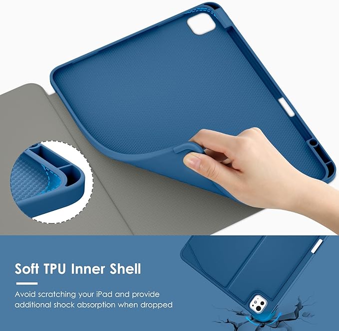 VIKESI Case for iPad iPad Pro 13-inch M5 or M4 Released in 2025 or 2024,Multiple Angles Magnetic Stand Cover,Shockproof Soft Back,Pencil Holder,and Auto Sleep/Wake, Blue