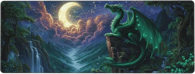 Dragon Moon Mouse Pad Extended Large Gaming Mouse Pad XL Stitched Edges for Gamer Home Office 31.5 X 11.8 Inch