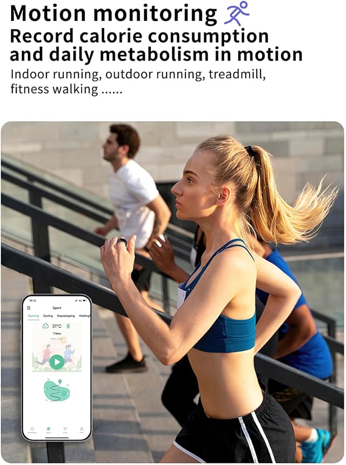 Yoidesu Smart Health Ring for Women & Men, IP68 Waterproof Wearable Fitness Ring Rechargeable with Sleep Monitoring Step Counting Camera Control Heart Rate (8)