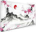 Watercolor Cherry Blossom Mouse Pad 35.4 X 15.7 Inch Japanese Hills Extended Large Pink Mouse Mat Non-Slip Rubber Base Mousepad with Stitched Edges Waterproof Desk Pad for Gaming&Home Office,XL