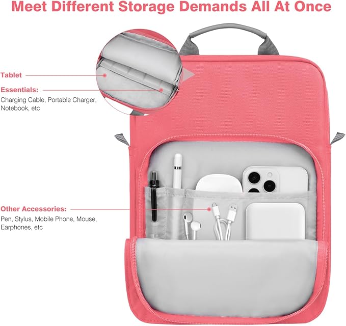 Dadanism 9-11 Inch Tablet Sleeve Bag Carrying Case with Shoulder Strap for iPad (A16) 11", iPad 10th Gen 10.9", iPad Air M4/Pro M5 11", iPad 9/8/7th 10.2", Galaxy Tab A11+ Plus 11", Watermelon Pink