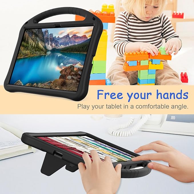 Kids Case for Samsung Galaxy Tab S10 FE+ (Plus) 13.1" 2025, Techcircle Light Weight Shock Proof EVA Foam Handle Rugged Stand Protective Cover, Black