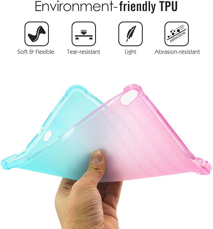 Case for iPad Air 11" M2 (2024) & iPad Pro 11 inch 4th/3rd/2nd/1st Gen (2022/2021/2020/2018) & iPad Air 5th/4th Gen 10.9" (2022/2020) Translucent Frosted Clear TPU Back Cover, Pink & Green