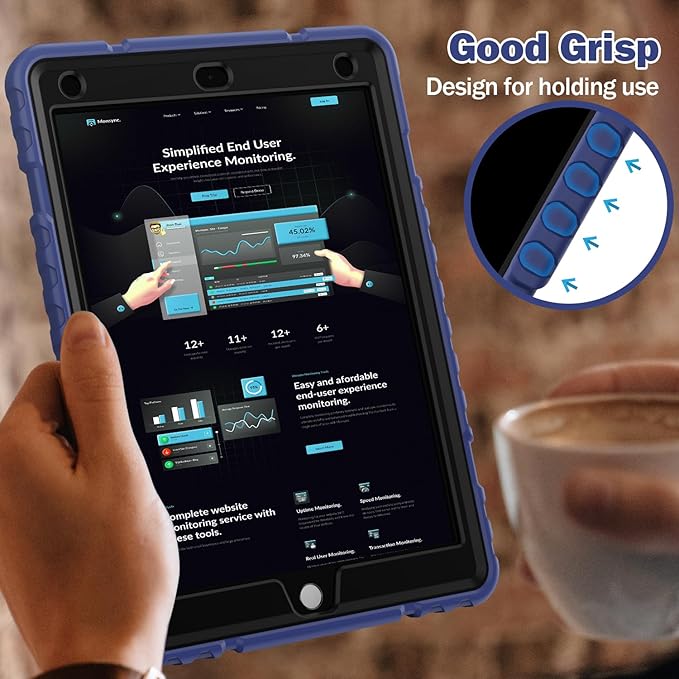 ZoneFoker 9.7" Case for iPad 6th/5th Generation 2018/2017, for iPad Air 2 / Air 1st / Pro 9.7, Heavy Duty Shockproof Protective 9.7 Inch Cover with Built-in Stand for i Pad 6 5 Gen(Navy Blue)