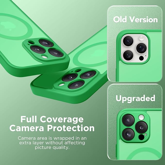 CAPRARO Magnetic Compatible with iPhone 16 Pro Max Case, Upgraded [Full Camera Protection] [Compatible with MagSafe] Protective Translucent Matte Women Phone Case Cover, Emerald Green