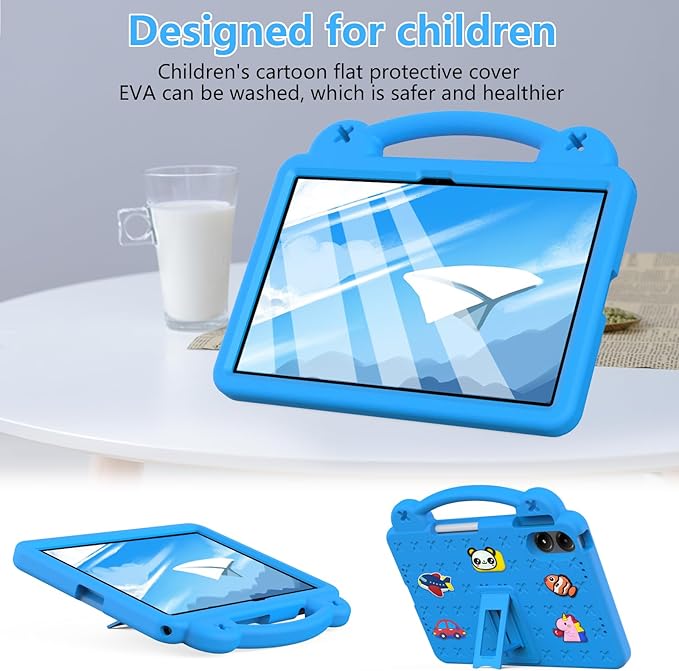 AKABEILA Compatible with Xiaomi Redmi Pad Pro 12.1 2024 Tablet Case, Kids Friendly Universal Lightweight Shockproof Protective Case with Shoulder Strap & Stand Handle Sky Blue
