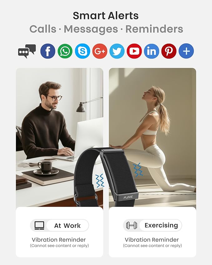 Smart Bracelet, Health Fitness & Activity Tracker with All-Day Continuous Heart Rate/Blood Pressure Monitor, Sleep Tracker, 170+ Sport Modes, 60 Day Battery & Free App, IP68 Smart Band for Android IOS