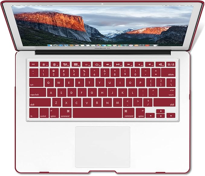 IBENZER Compatible with MacBook Air 11 Inch Case Model A1370 A1465, Soft Touch Plastic Hard Shell Case Bundle with Keyboard Cover for Mac Air 11, Wine Red, A11WR+1