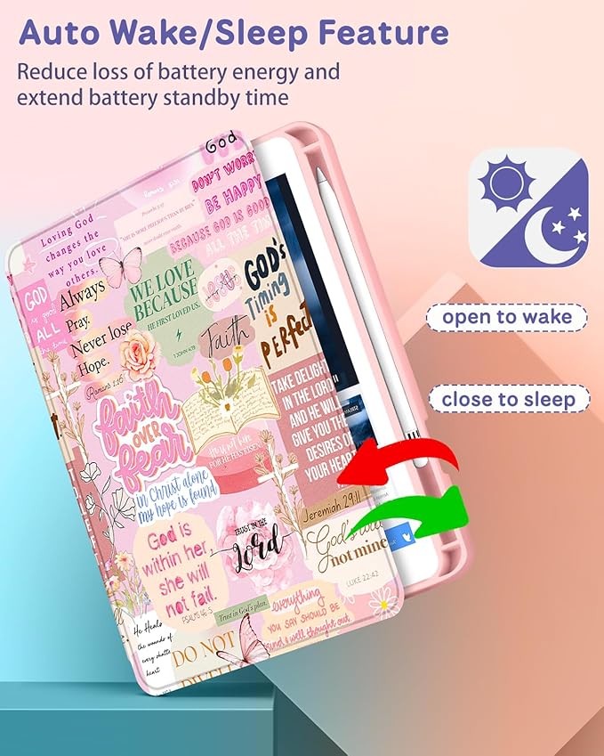 Uppuppy for iPad mini 4 Case for iPad mini 5th Generation Case - 360 Rotating Stand Folio Smart Cover with Pencil Holder for Women Girls, Christian Words for Apple Tablet Mini 7.9 inch 2019/2015