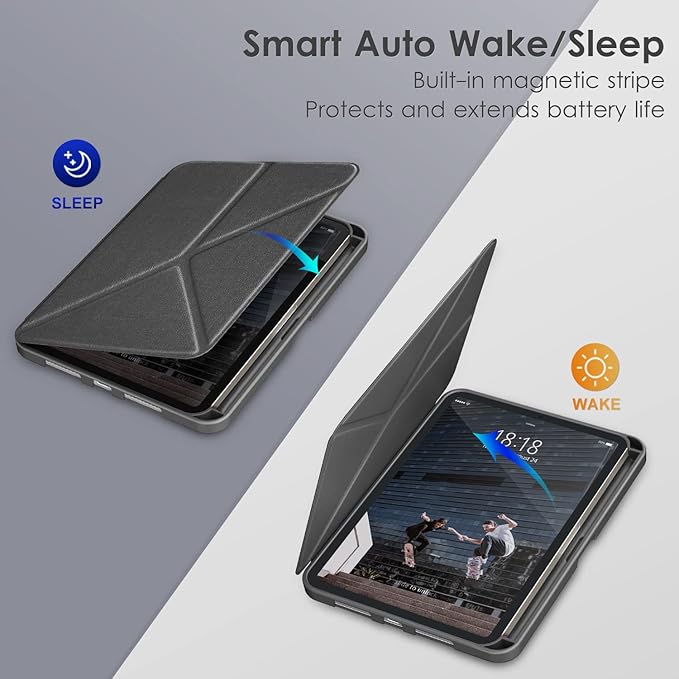 DTTO Case for iPad mini 7 (A17 Pro) 2024 / iPad mini 6 2021 8.3 inch with Pencil Holder, Multi-Angle Magnetic Standing Cover for iPad mini 7th/6th Generation [Auto Wake/Sleep], Dark Grey