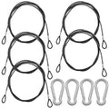 5 Pack 40 Inch(100cm) Stainless Steel Tethers with 4 Pcs Spring Snap Hook Clips, Steel Wire Cable with Loops Vinyl Cover Coated Short Rope Lanyard Lock Tether Chains, Black