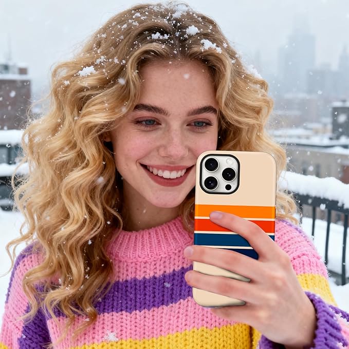 Magnetic for iPhone 13 Pro Case Cute Stripes Phone Case, Shockproof Slim TPU and Hard PC Protective Phone Cover Compatible with MagSafe Designed for Women Girls,Retro