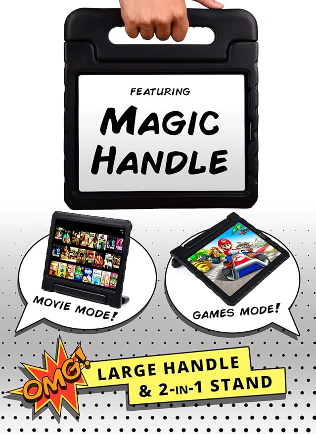Cooper Dynamo iPad Pro 12.9 Case for Kids for iPad Pro 12.9 6th Generation Case (2022), Also Fits 5th-4th-3rd Gen (2021, 2020, 2018) | Rugged Foam, Magic Handle, Stand, Pencil Holder (Black)