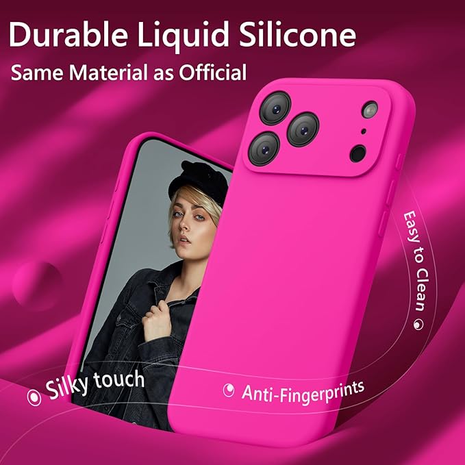 FireNova Magnetic for iPhone 17 Pro Max Case, Compatible with MagSafe, [Integrated Silicone Camera Control Button] [Camera Protection] Anti-Scratch Microfiber Lining Phone Case, 6.9", Hot Pink