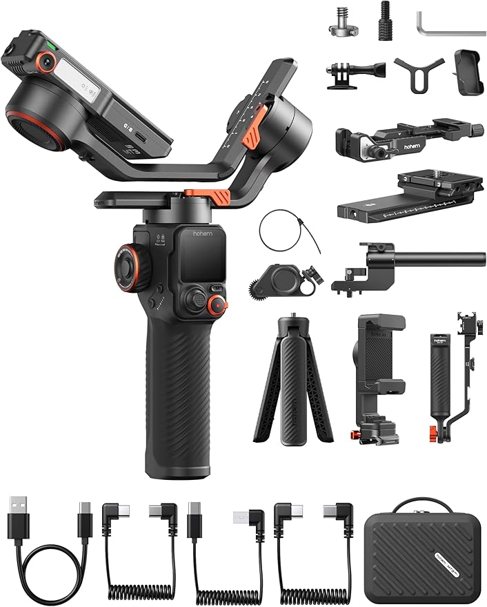 Hohem iSteady MT3 Pro Kit 3-Axis Gimbal Stabilizer for Camera, AI Tracker with Fill Light, for Mirrorless/Pocket/Action Camera/Smartphone, Detachable Touchscreen Control, for Canon/Nikon/Sony/Fujifilm