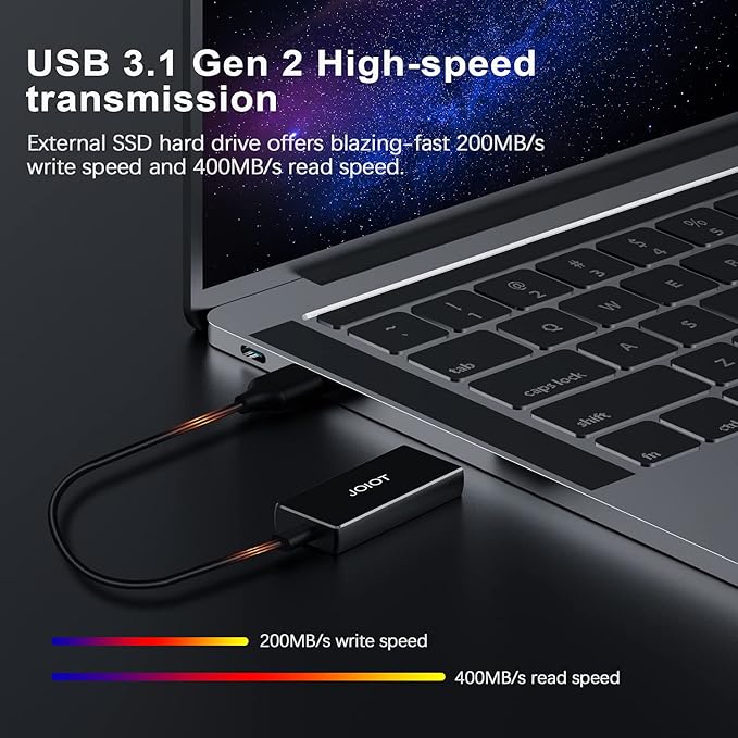 JOIOT Portable SSD External Solid State Drive 120GB Hard Drive, USB 3.2 Type C External - 400MB/S Data Transfer, Mini Aluminium Alloy Portable SSD for Mac Windows Android Linux(120GB)