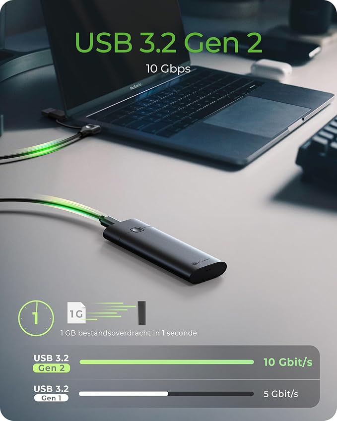 M.2 NVMe SSD Enclosure Adapter,ICY BOX USB 3.2 Gen2 10Gbps Tool-Free, USB C External SSD Enclosure/Reader for M-Key / B+M Key, Support UASP Trim for 2280 2260 2242 2230