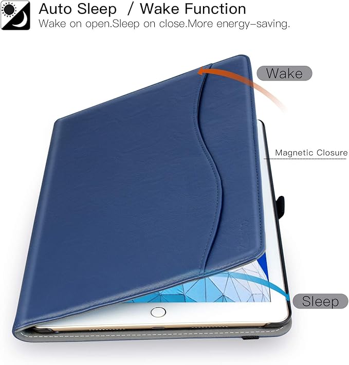 ZtotopCases for iPad Air 3rd Generation 2019/iPad Pro 10.5 Inch 2017, Premium PU Leather Business Folding Stand Folio Cover with Auto Wake/Sleep, Multiple Viewing Angles for iPad Air 3 Gen, Navy Blue