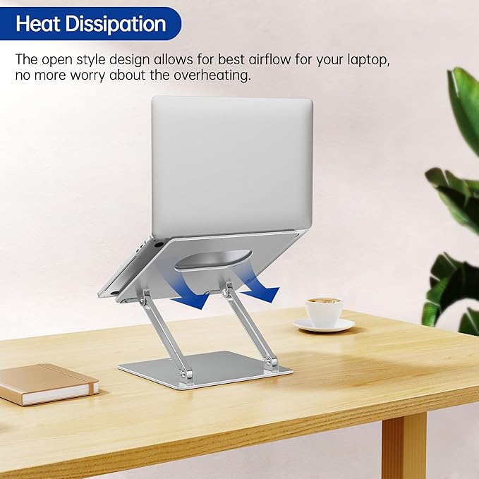 BESIGN LS10 Laptop Stand for Desk, Ergonomic Adjustable Notebook Tablet Stand, Foldable Laptop Riser, Portable Desktop Book Stands, Computer Holder Compatible with 10-14" Laptops, Silver