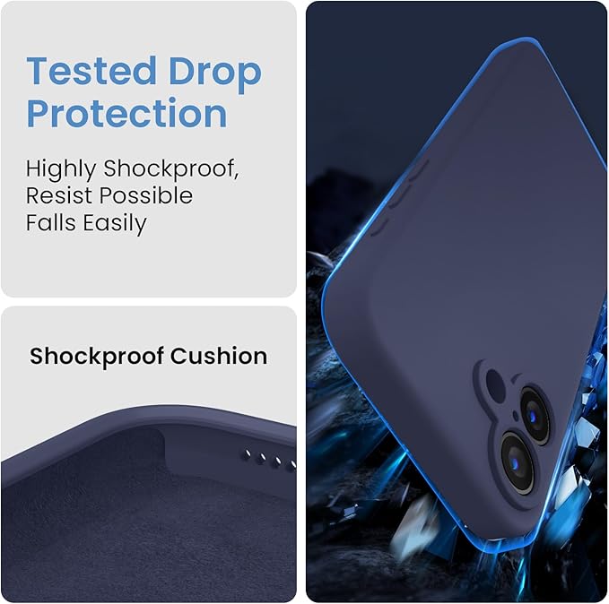 FireNova Designed for iPhone 16 Plus Case, Silicone Upgraded [Camera Protection] Case, Soft Anti-Scratch Microfiber Lining Inside, 6.7 inch, Navy Blue
