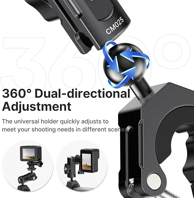 ULANZI Goquick Bicycle Bracket for Action Camera 360°Motorcycle Camera Mount for Bike Holder Handlebar Mount w Adpter for Hero Action Cameras Φ8~35mm