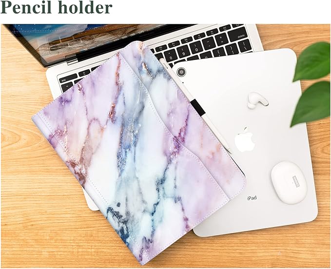 Vimorco for iPad A16 Case 11th Generation 2025 11-inch, for iPad 10th Generation Case 10.9-inch for Girls and Women with Pencil Holder, 3 Adjustable Stands, Auto Sleep/Wake,Card Pocket, Purple Marble