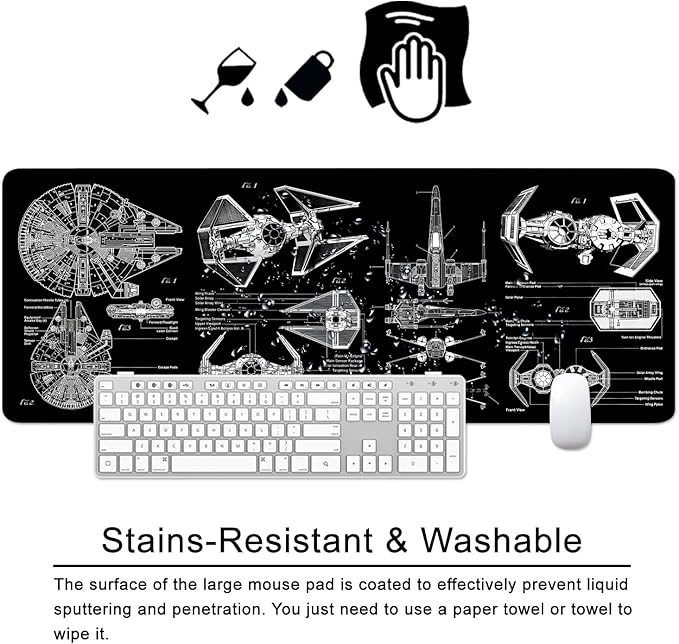 Black Gaming Mouse Pad Large Mouse Pad XL Desk Mat 31.5x11.8x0.12 inch Large Desk Pad Design Keyboard Pad (Design -6)