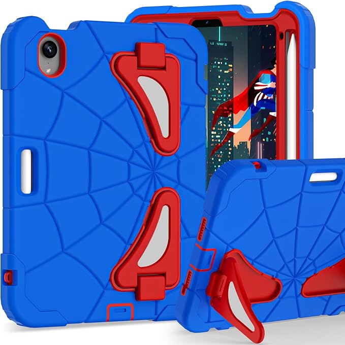 AKABEILA Compatible with Apple iPad 10.2 7th 8th 9th(2019/2020/2021) Tablet Case，Lightweight Shockproof Rugged Protective Cover with Kickstand for Kids Children Boys Babies Blue Red