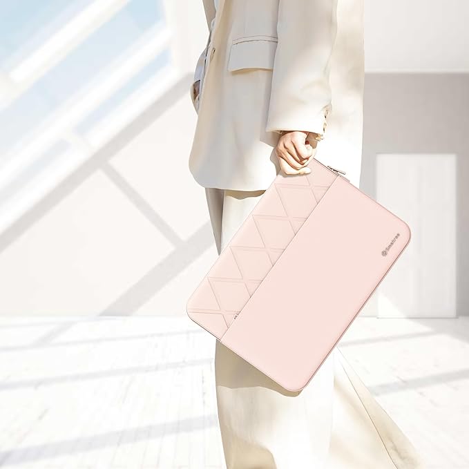 Smatree Laptop Sleeve for 16 inch Apple MacBook Pro 2024 M4 (A3403 A3186)/2023(A2991 A2780)/2021(A2485), Laptop Case with Accessory Pocket, YKK Zipper, Patented Shockproof Design, Pink(E638P)