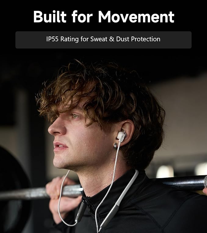 Edifier W280NB Pro Neckband Wireless Headphones - Active Noise Cancellation,IP55 Waterproof, 23H Playtime,Hi-Res Audio with LDAC, Bluetooth 5.4 Wireless Earbuds - Black
