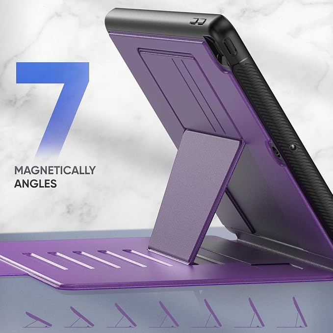 SEYMAC stock Case for iPad 9th/8th/7th Generation 10.2'', Strong Magnetic Auto Sleep Shockproof Case with Absorbing Multi-Angles Stand, Pen Holder, Card Slot (Purple)