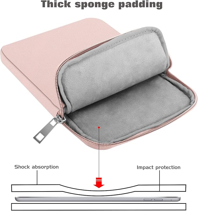 MoKo 9-11 Inch Tablet Sleeve Bag Carrying Case Fits iPad air 5 10.9" 2022,iPad Pro 11 M2 2022-2018,iPad 10th 10.9,iPad 9/8/7th Gen 10.2,iPad Air 4 10.9/Air 3 10.5,Tab S8/S9 11", Baby Pink