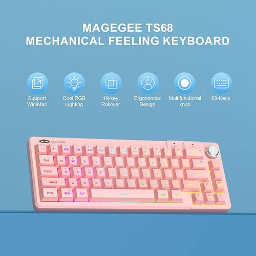 MageGee Mini 60% Gaming Keyboard, RGB Backlit Ultra-Compact Keyboard, TS68 Ergonomic Waterproof Mechanical Feeling Office Computer Keyboards for PC, MAC, PS4, Xbox ONE Gamer