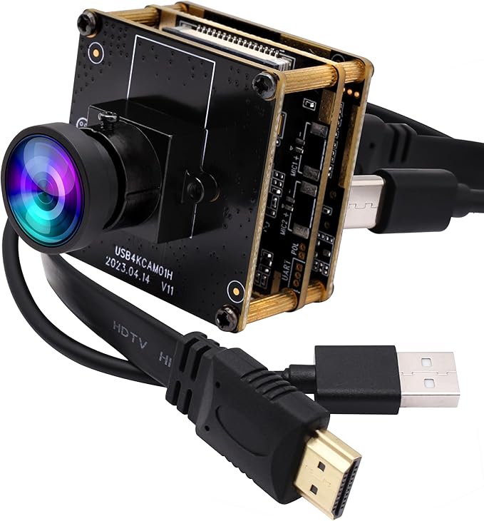 ELP 4K HDMI USB Camera - Wide Angle, 2X Digital Zoom, H.265, 8MP, UVC USB2.0 for Laptop & Monitor
