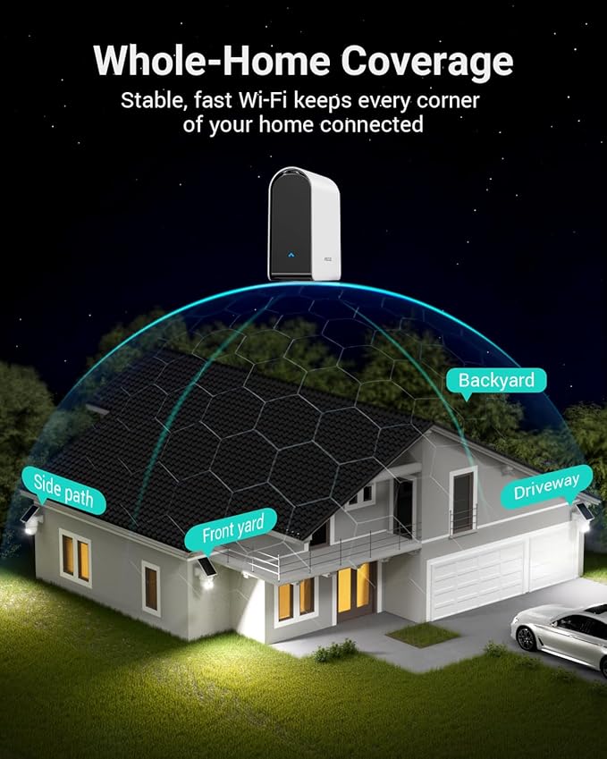 ANSQUE Security Cameras Wireless Outdoor Home System, 4 Camera Kit, No Subscription Fees, Solar Powered, Local Storage, 365-Day Battery Life, 360°PTZ Surveillance, Auto Tracking, 2K Color Night Vision