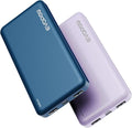 2-Pack Portable Charger, Slimmer 10000mAh Power Bank, Fast Charging Battery Pack, USB C in&Out External Portable Power Bank for iPhone Tablet Samsung Pixel Headphones etc (Blue&Purple)