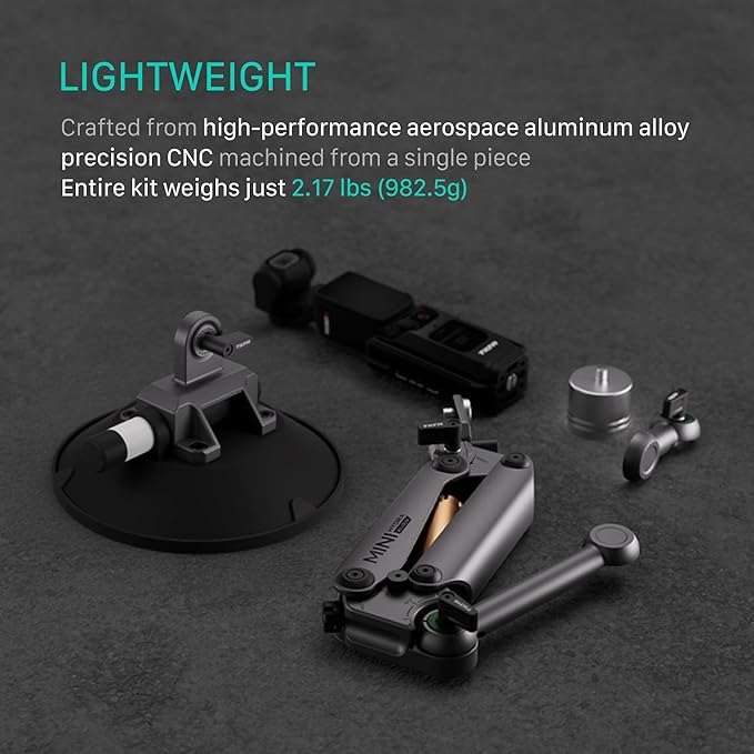 Tilta Hydra Alien Mini Regular Suction Cup Kit - Titanium Gray | Compatible with DJI Pocket 3/4, and Other Action cams/Smartphones | Hydraulic Damping | Adjustable Arm | Shock Absorbers