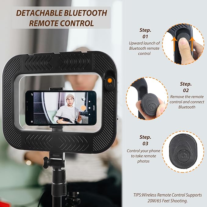 Ring Light for Phone with Video Rig, LED Video Light Kit, 8000mAh Battery, Bluetooth Remote, Adjustable Brightness and Color for Selfie, Phone Photography, TikTok, YouTube, Vlogging (LED Pro)