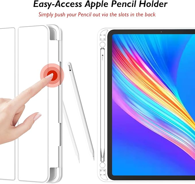 iMieet iPad Pro 13 Inch Case (M5/M4) 2025/2024 with Pencil Holder, Trifold Stand Smart Case with Soft TPU Back, Auto Wake/Sleep (White)