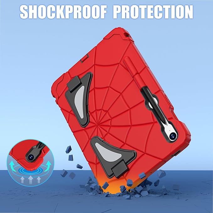 AKABEILA Compatible with Samsung Galaxy Tab S8/S9/S9 FE /S 10/S 10 FE /S10 Lite 11 inch(2023) Tablet Case,Lightweight Shockproof Rugged Protective Cover with Kickstand for Kids Red Black