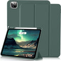 Case for iPad Pro 12.9 Inch Case 6th/5th/4th/3rd Generation with Pencil Holder, Smart Stand Cover with Soft TPU Back for iPad 12.9 Pro Case (2022/2021/2020/2018), Auto Sleep/Wake, Dark Green