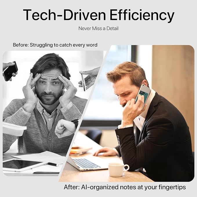 AI Voice Recorder, ChatGPT Transcribe & Summarize, 112 Languages Digital Voice Recorder, Noise Reduction Portable Dictaphone, 64GB HD Recording Device for Meetings, Lectures, Calls, Interviews