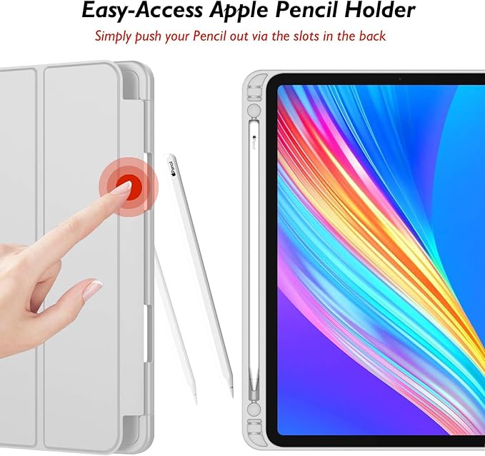 iMieet iPad Pro 13 Inch Case (M5/M4) 2025/2024 with Pencil Holder, Trifold Stand Smart Case with Soft TPU Back, Auto Wake/Sleep (Light Gray)